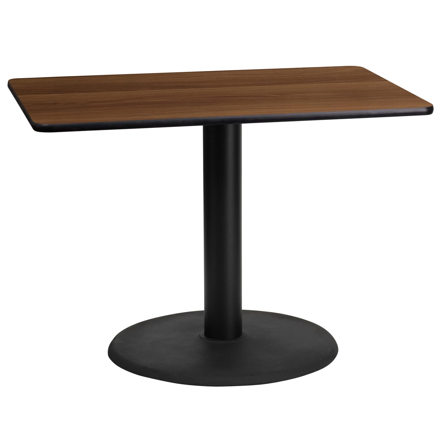 Flash Furniture Laminate Rectangular Table Top With Round Table-Height Base, 31-1/8inH x 24inW x 42inD, Walnut/Black - Image 3