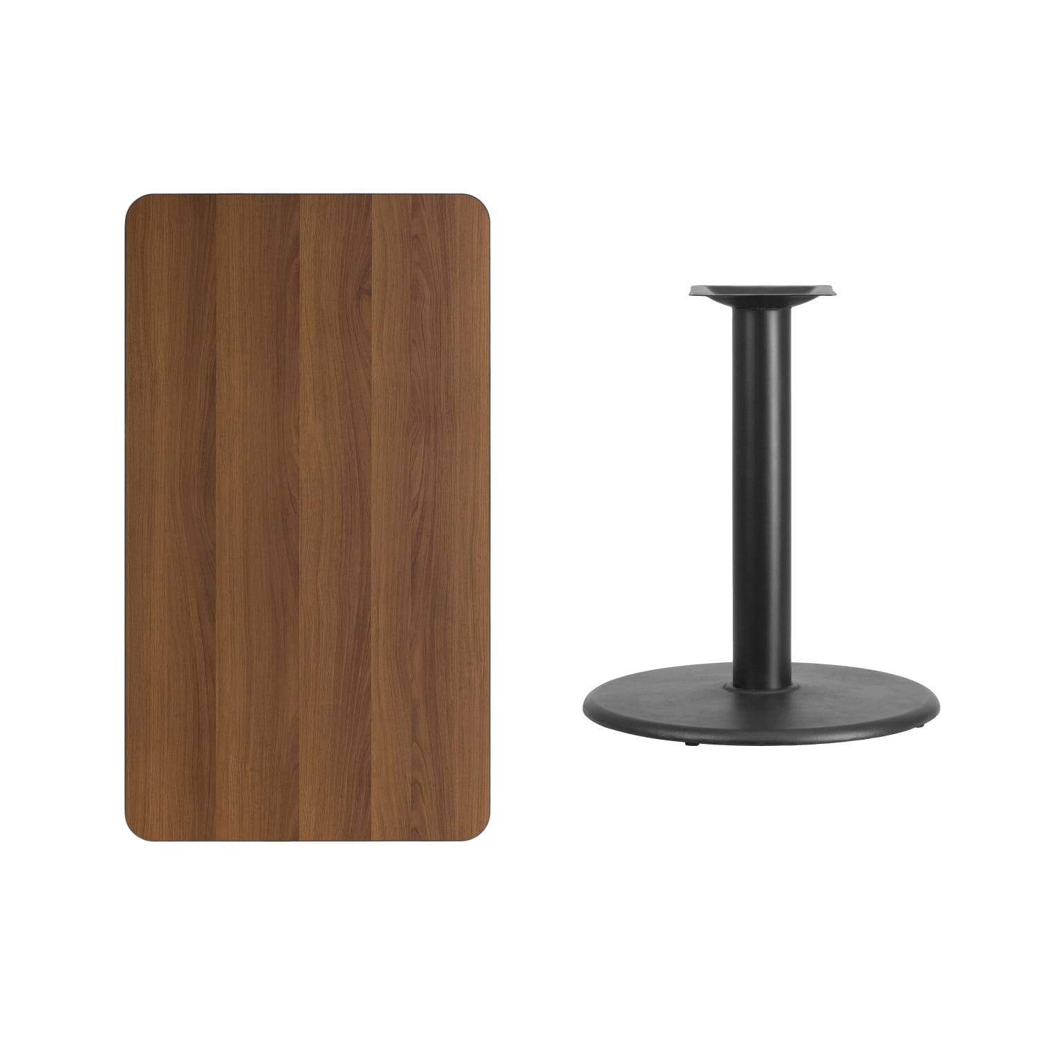 Flash Furniture Laminate Rectangular Table Top With Round Table-Height Base, 31-1/8inH x 24inW x 42inD, Walnut/Black - Image 5