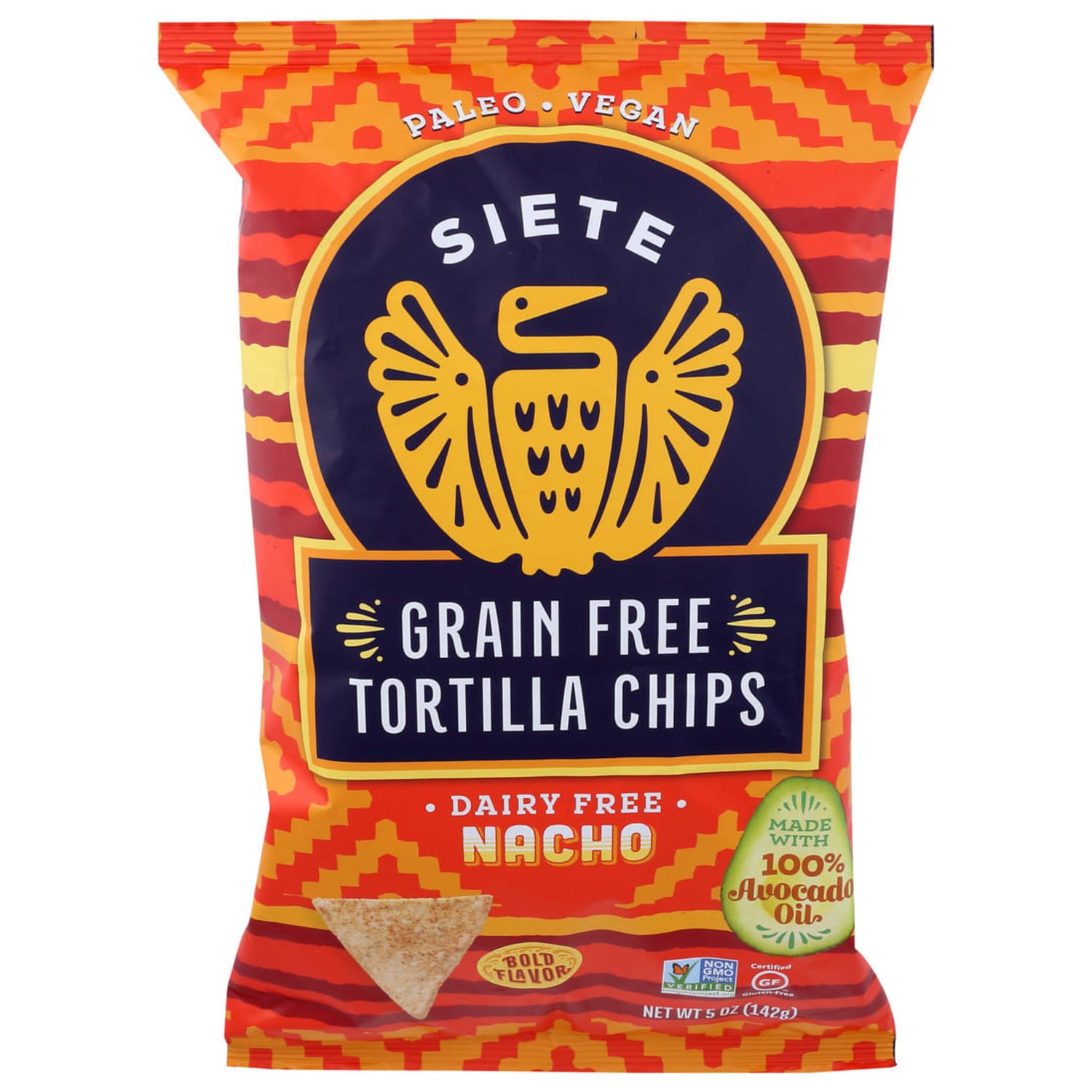 Siete Tortilla Chips, Nacho, 5 Oz, Total Qty 12