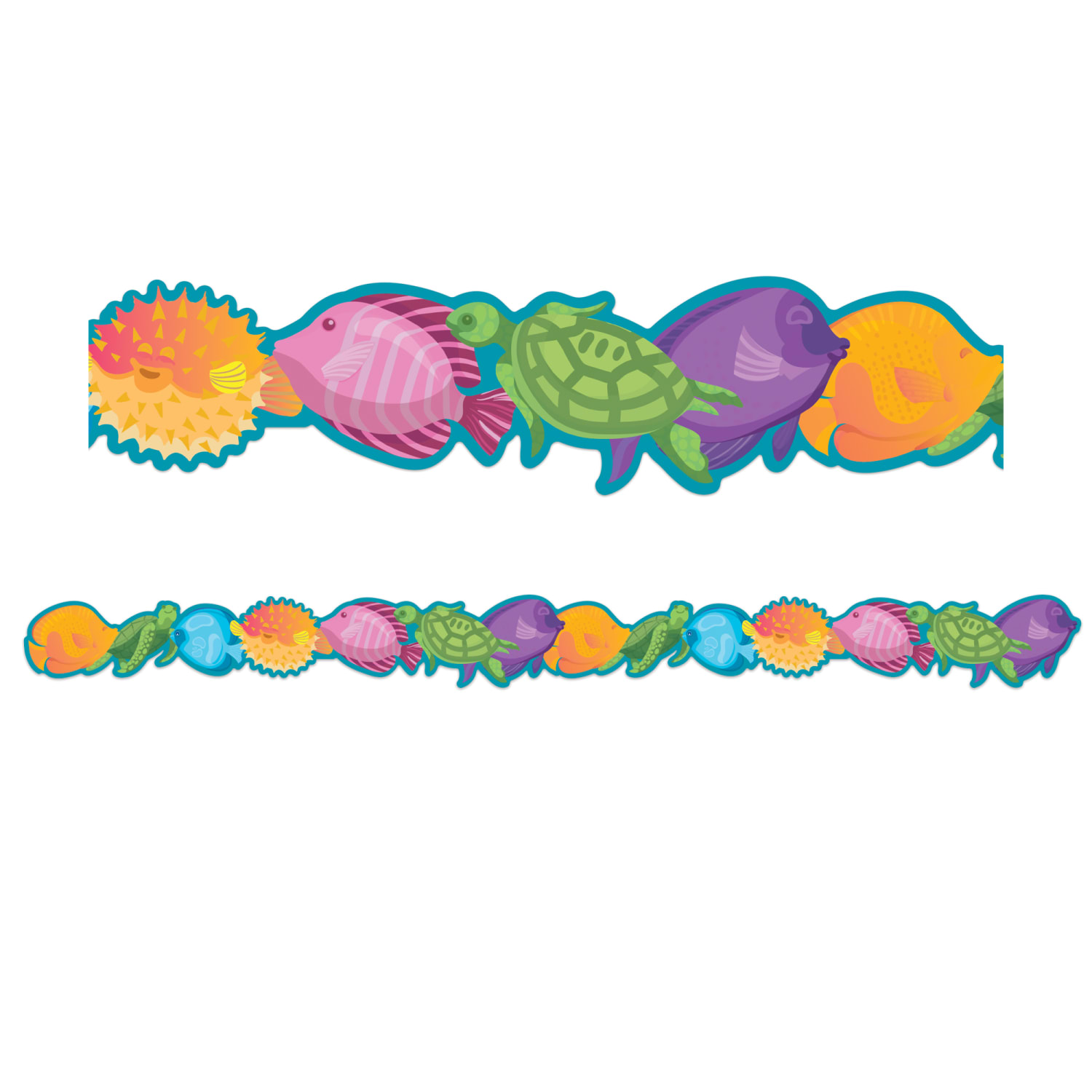 Eureka Extra Wide Die-Cut Deco Trim Packs, 37' x 3-1/4in, Seas the Day Marine Life, Set Of 6 Packs - Image 3