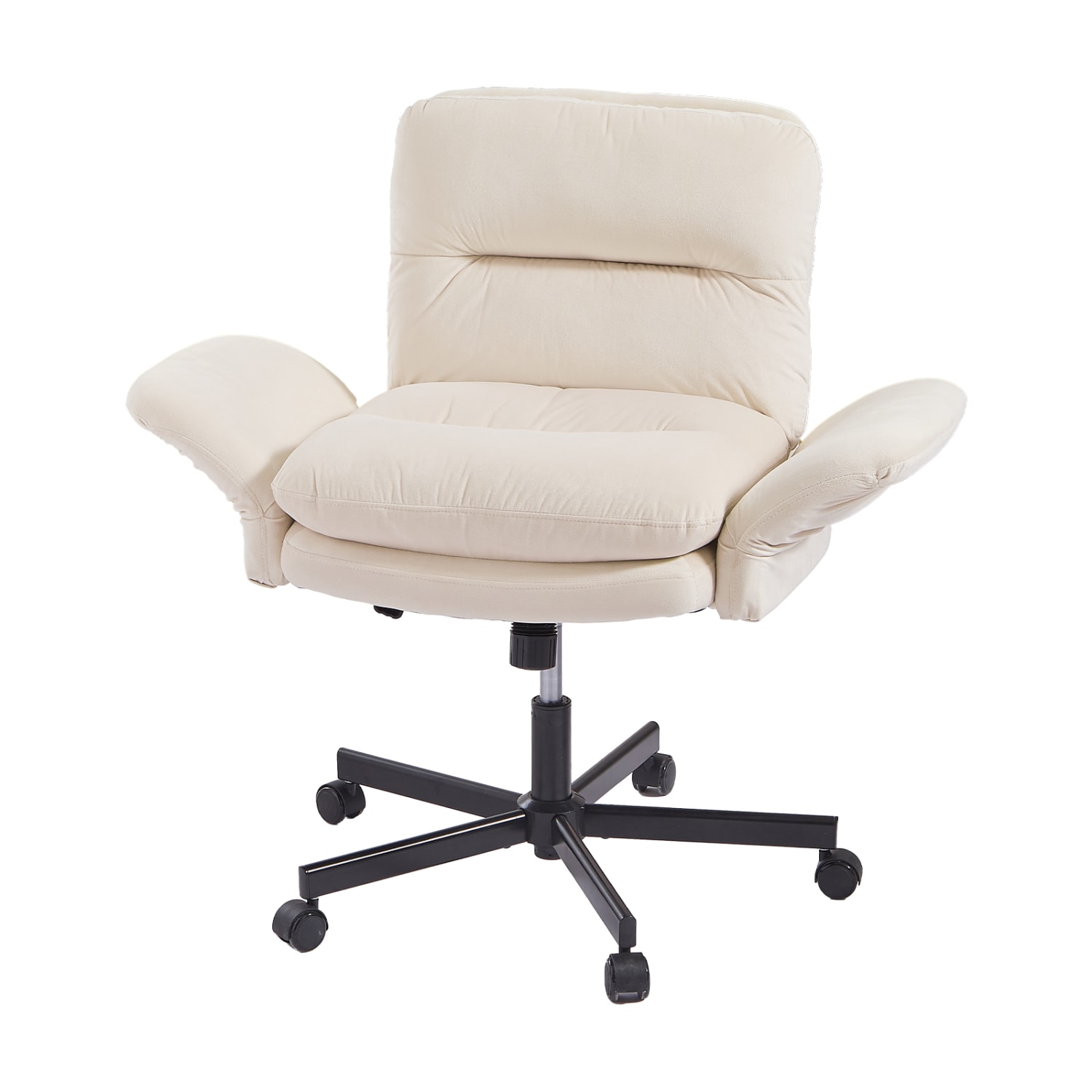 Bestier Ergonomic Velour Mid-Back Swivel Executive Task Chair, Beige - Image 3