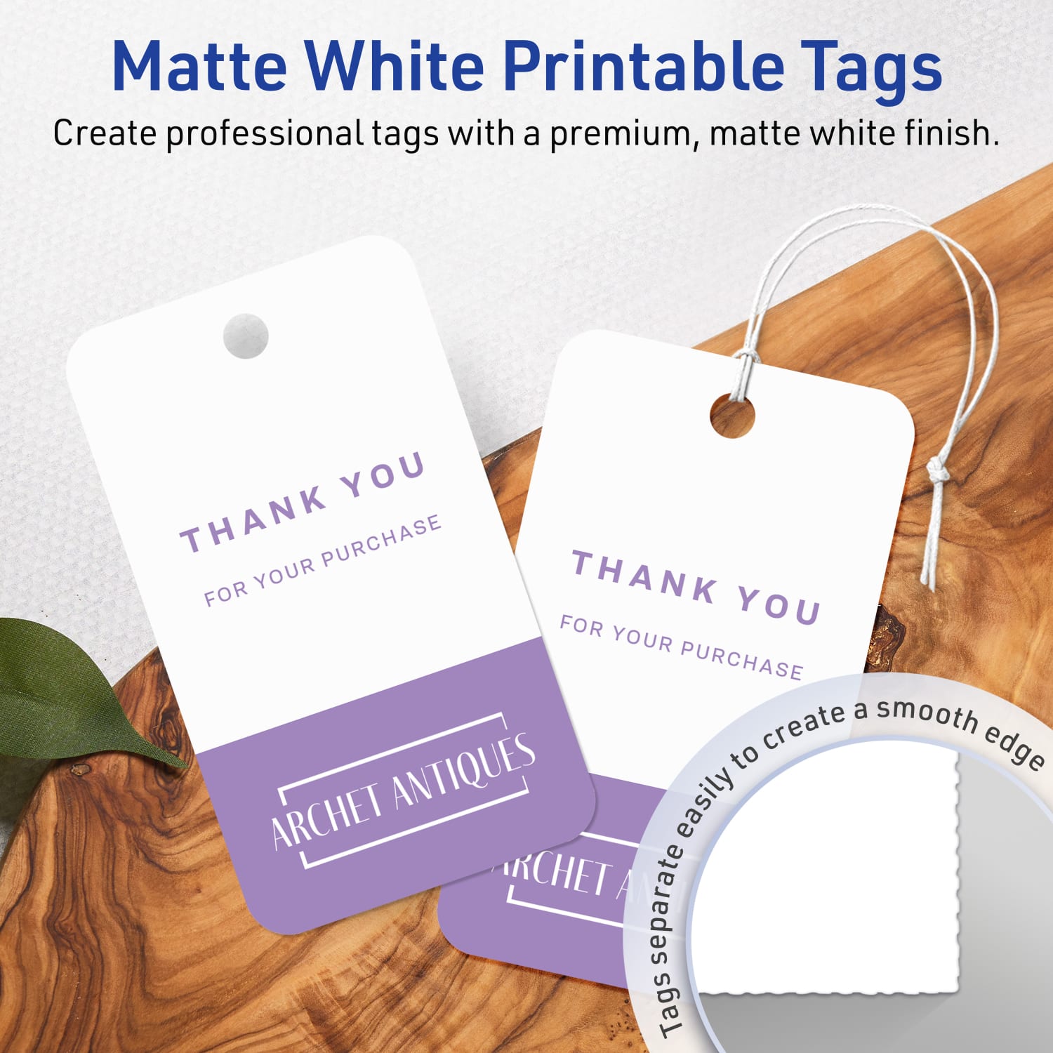 Avery Printable Tags With Sure Feed Technology, Print-To-The-Edge, 2inx3.5in, Matte White, Pack Of 80 - Image 3