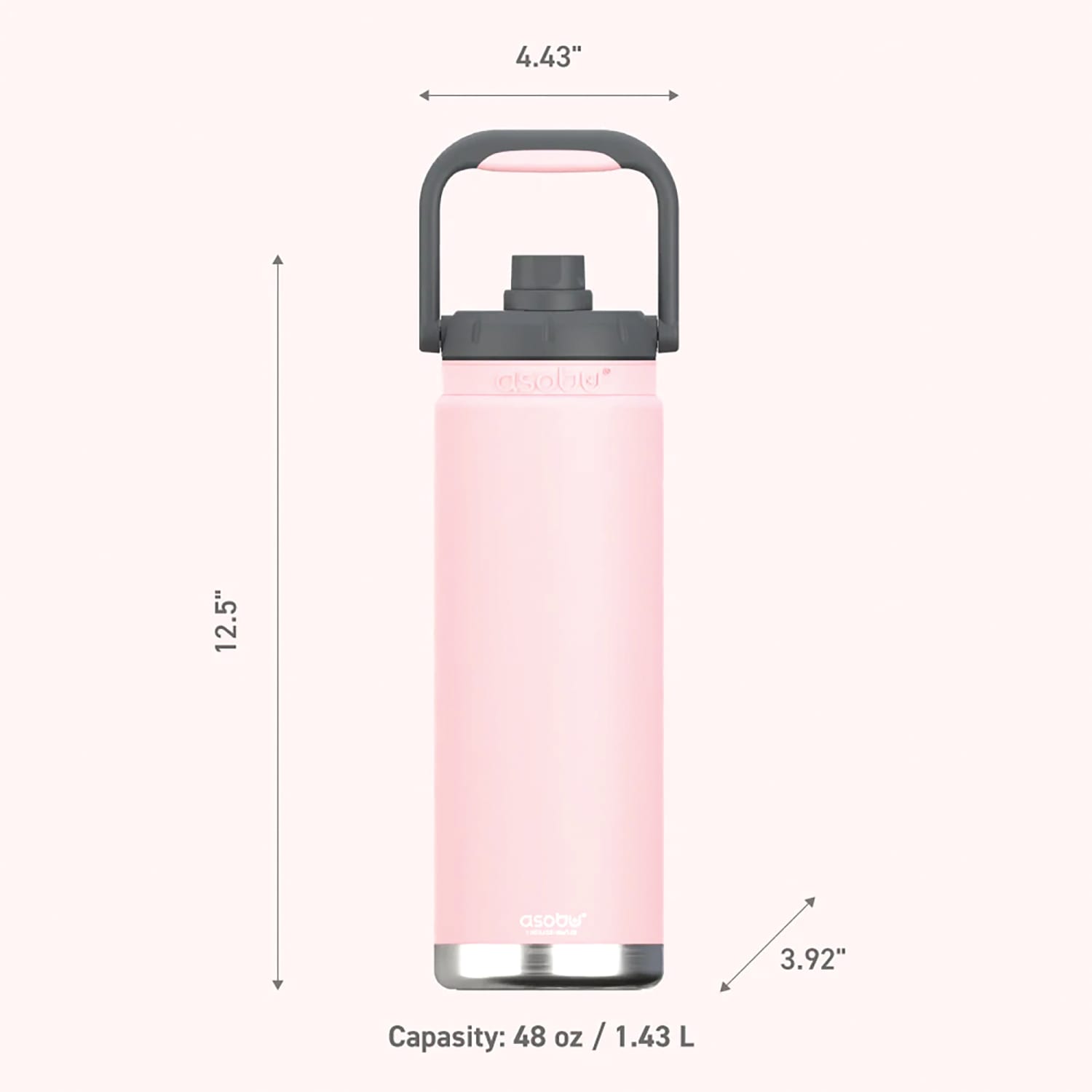 ASOBU Canyon Insulated Water Bottle With Full Hand Comfort Handle, 50 Oz, Pink - Image 6