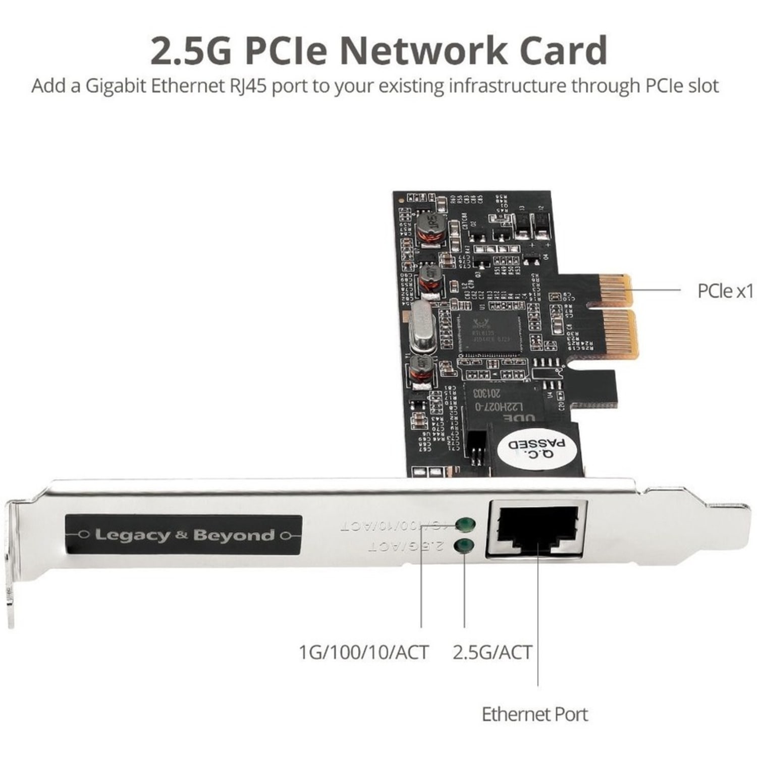 SIIG Single 2.5G 4-Speed Multi-Gigabit Ethernet PCIe Card - Network adapter - PCIe 2.1 low profile - 10M/100M/1G/2.5 Gigabit Ethernet - black - Image 4