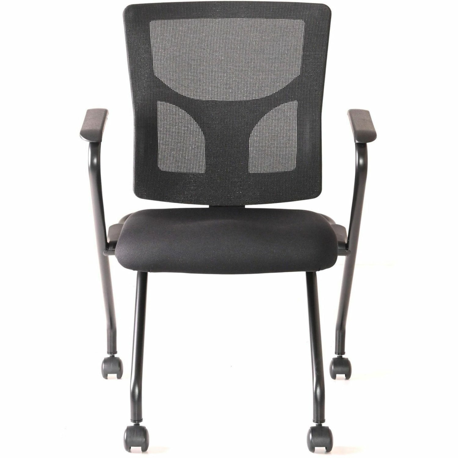 Lorell Conjure Mesh Training Chairs with Arms - Polyurethane, Molded Foam, Fabric Seat Material - Black - Armrest - 2 / Carton - Image 3