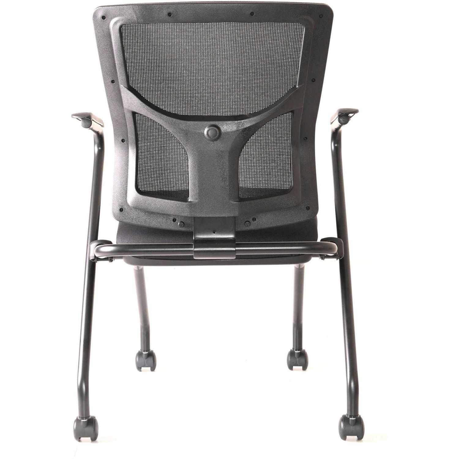 Lorell Conjure Mesh Training Chairs with Arms - Polyurethane, Molded Foam, Fabric Seat Material - Black - Armrest - 2 / Carton - Image 6