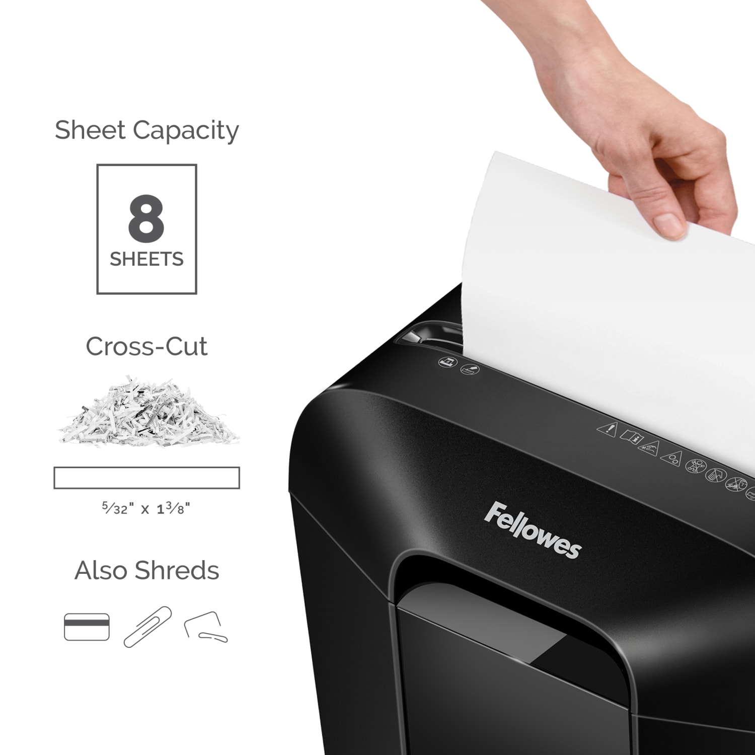 Fellowes Powershred LX 45 8-Sheet Personal Cross-Cut Shredder, Black - Image 4