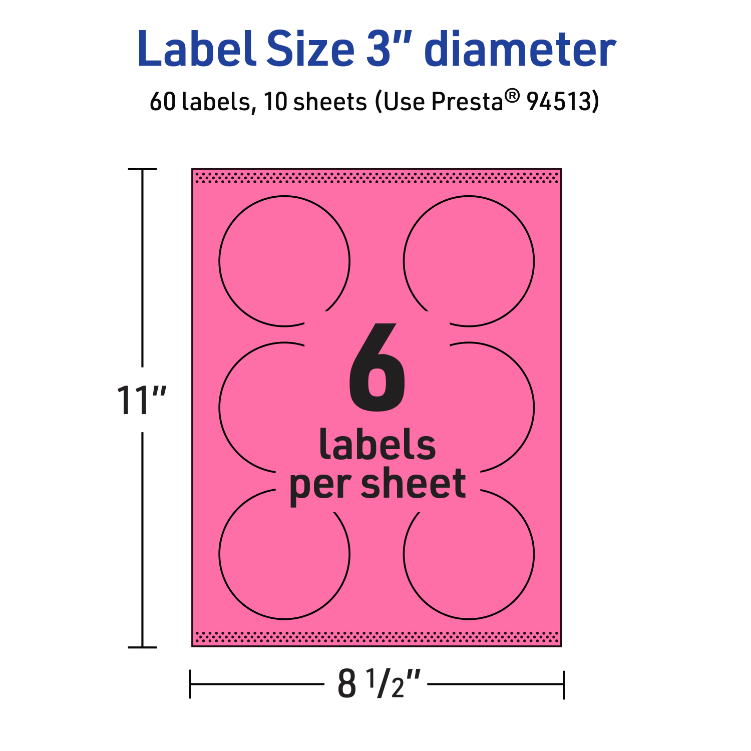 Avery Print-To-The-Edge Labels With Sure Feed Technology And Easy Peel Label Feature, 94513-BPP10, Round, 3in, Matte Bright Pink, Pack of 60 - Image 6
