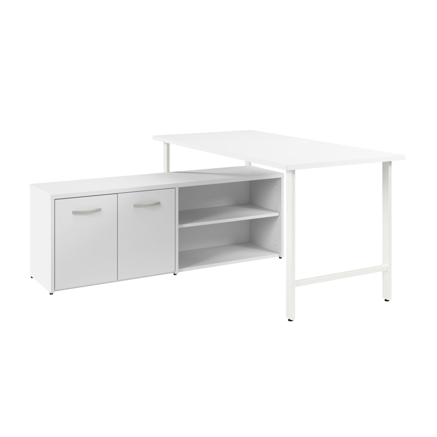 Bush Business Furniture Hustle 60inW Computer Desk and Low Storage Cabinet with Doors and Shelves, White, Standard Delivery Service - Image 3