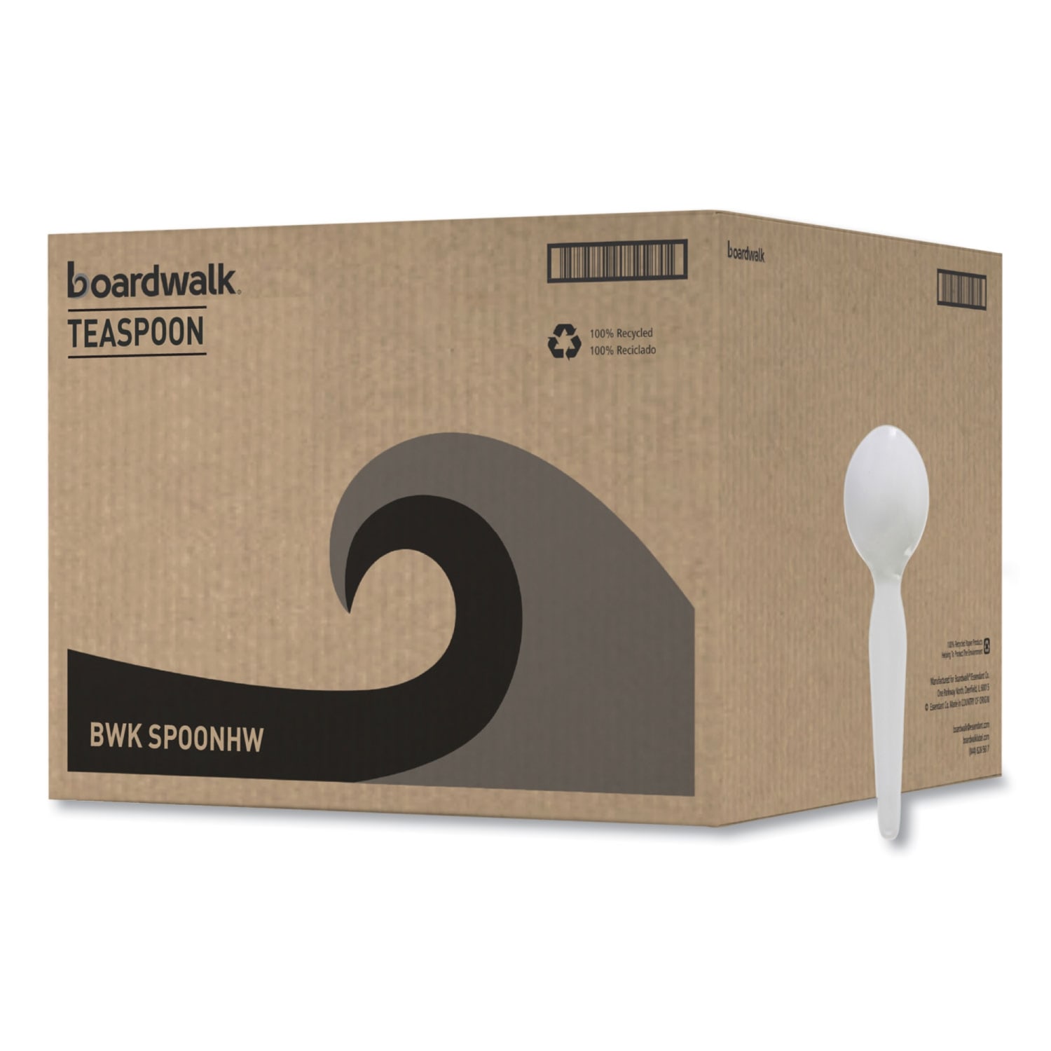 Boardwalk Heavyweight Polystyrene Cutlery, Teaspoons, 6-3/16inL, White, Carton Of 1,000 Teaspoons - Image 3