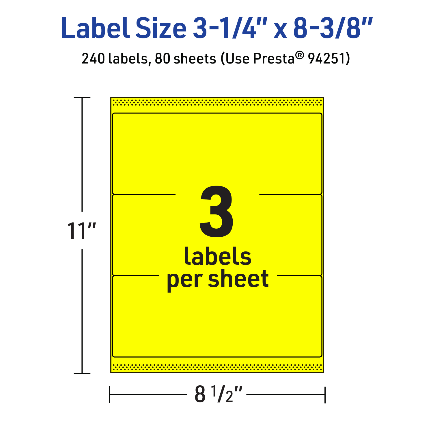 Avery Printable Labels With Sure Feed Technology, 94251-NYP80, Rectangle, 3-1/4in x 8-3/8in, Matte Neon Yellow, Pack of 240 - Image 6
