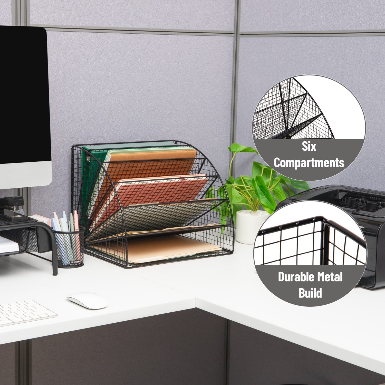 Mind Reader 6-Tier Fan-Shaped Desktop File Organizer, 11-1/4inH x 11-1/4inW x 13-3/4inD, Black, Total Qty 1 - Image 5