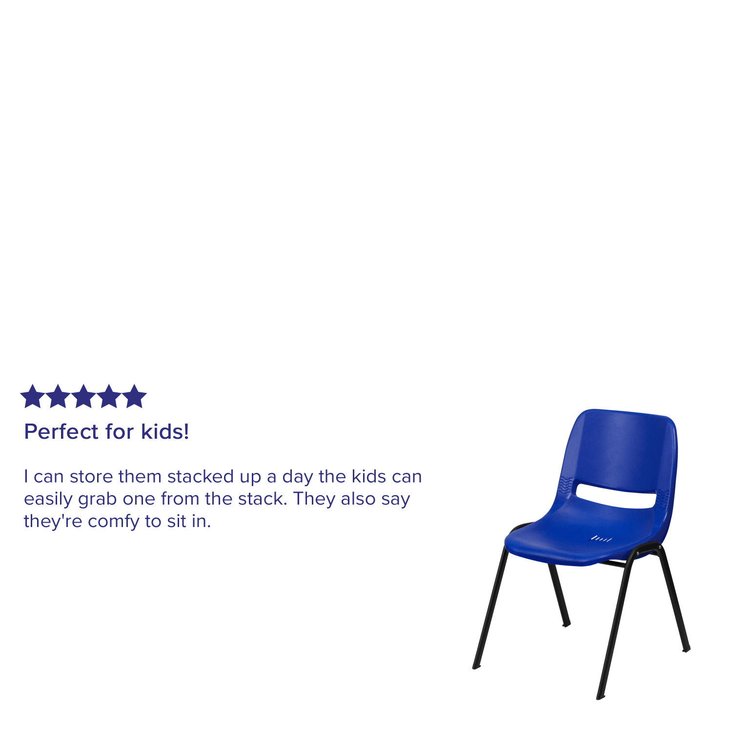 Flash Furniture Kids HERCULES 440 lb Capacity Ergonomic Shell Stack Chair With 14in Seat Height NavyBlack PopularChairscom