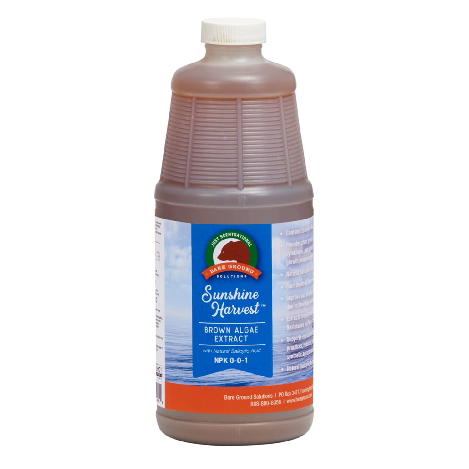 Just Scentsational NPK 0-0-1 Brown Algae Extract With Natural Salicylic Acid, 32 Oz