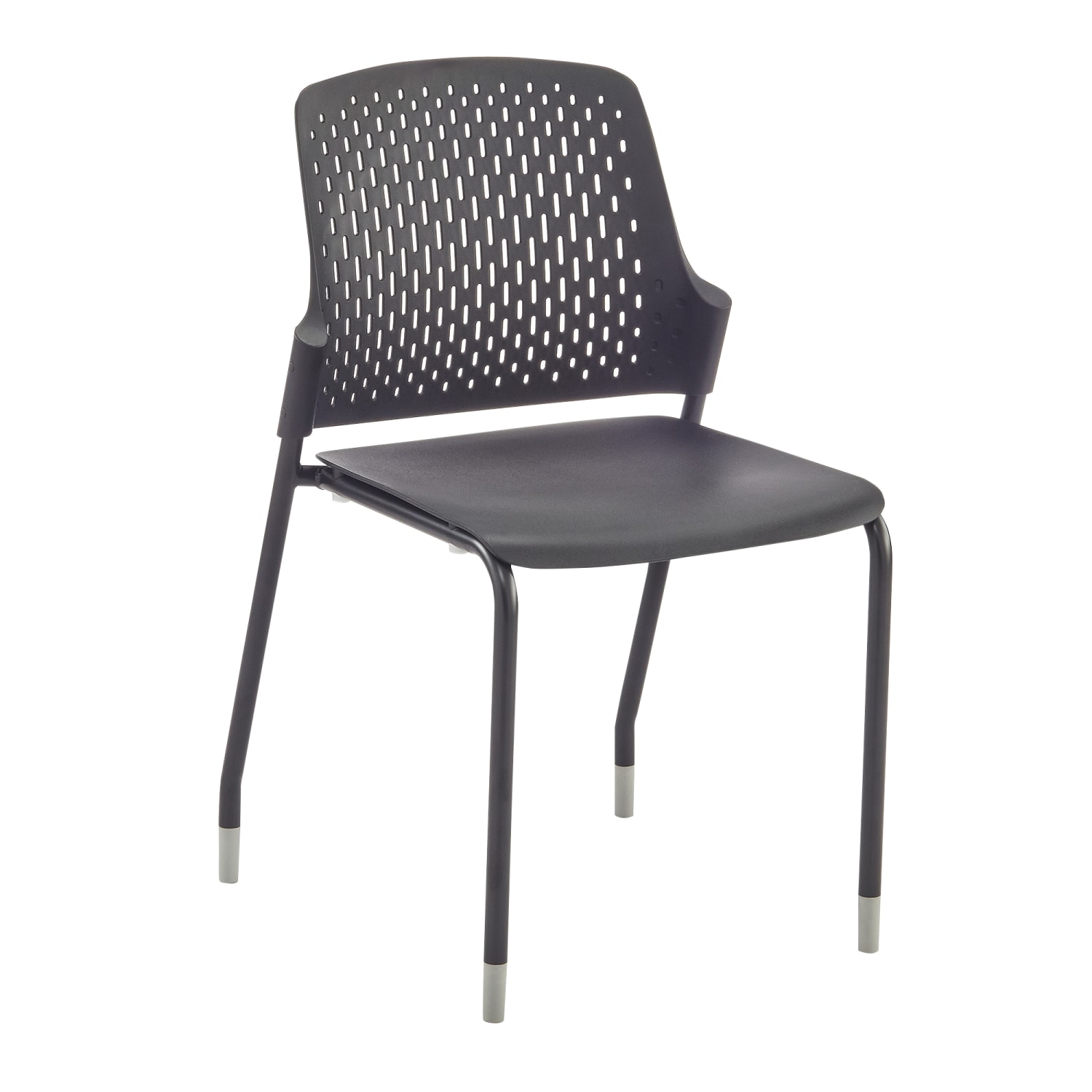 Safco Next Plastic Seat Plastic Back Stacking Chair 18 12in Seat Width Black SeatBlack Frame Quantity 4 PopularChairscom