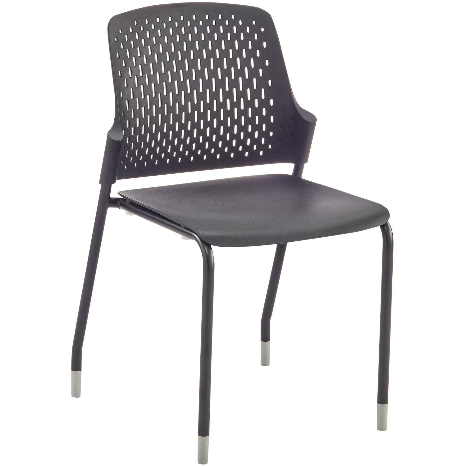 Safco Next Plastic Seat Plastic Back Stacking Chair 18 12in Seat Width Black SeatBlack Frame Quantity 4 PopularChairscom