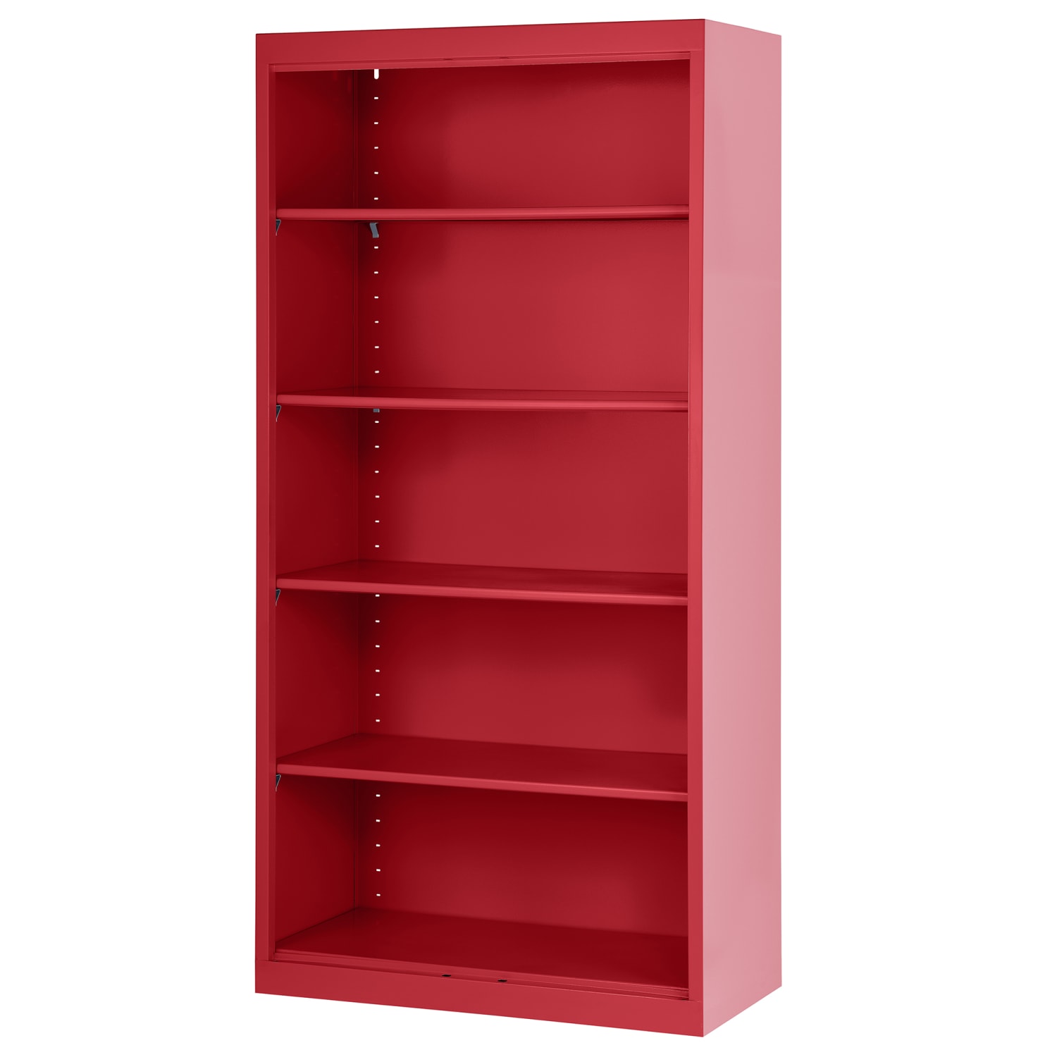 Sandusky Lee 72inH 5-Shelf Welded Steel Bookcase, Red - Image 3