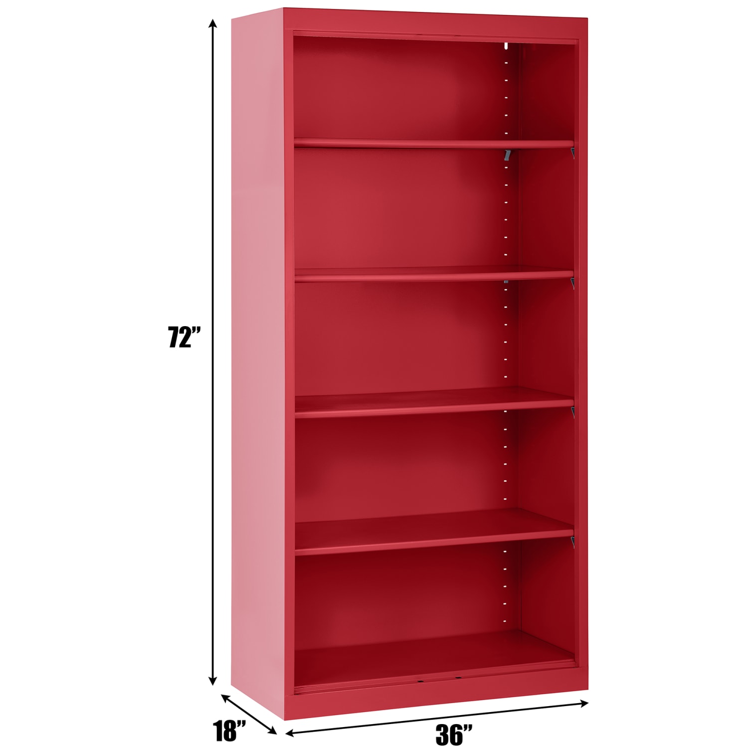 Sandusky Lee 72inH 5-Shelf Welded Steel Bookcase, Red - Image 6