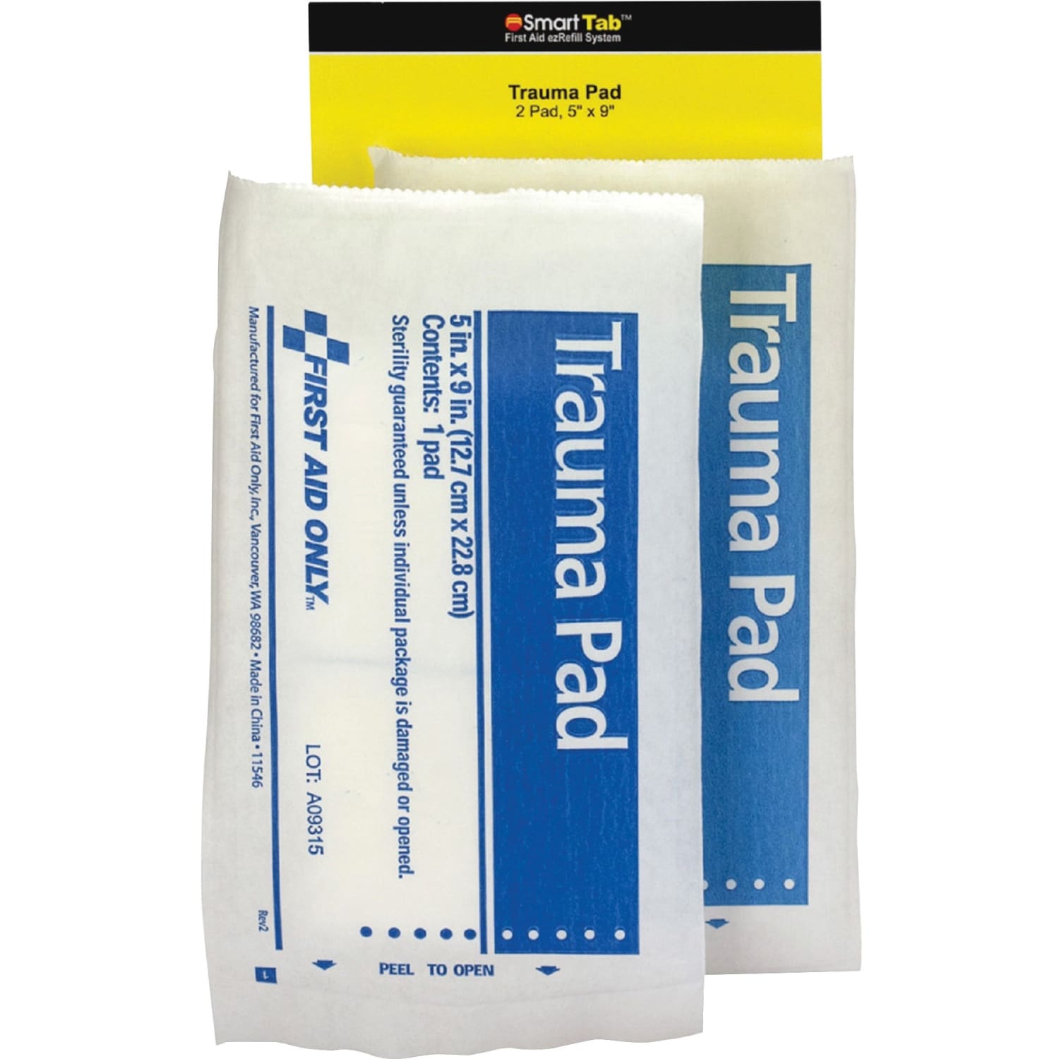 First Aid Only SmartCompliance Trauma Pad Refills, 5in x 9in, White, Pack Of 2 - Image 3