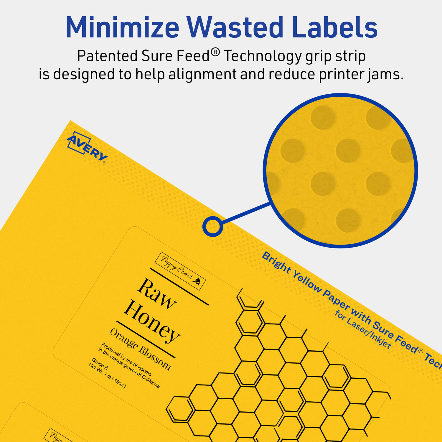 Avery Print-To-The-Edge Labels With Sure Feed Technology, 94246-BYP80, Rectangle, 2-1/2in x 5in, Matte Bright Yellow, Pack of 240 - Image 5