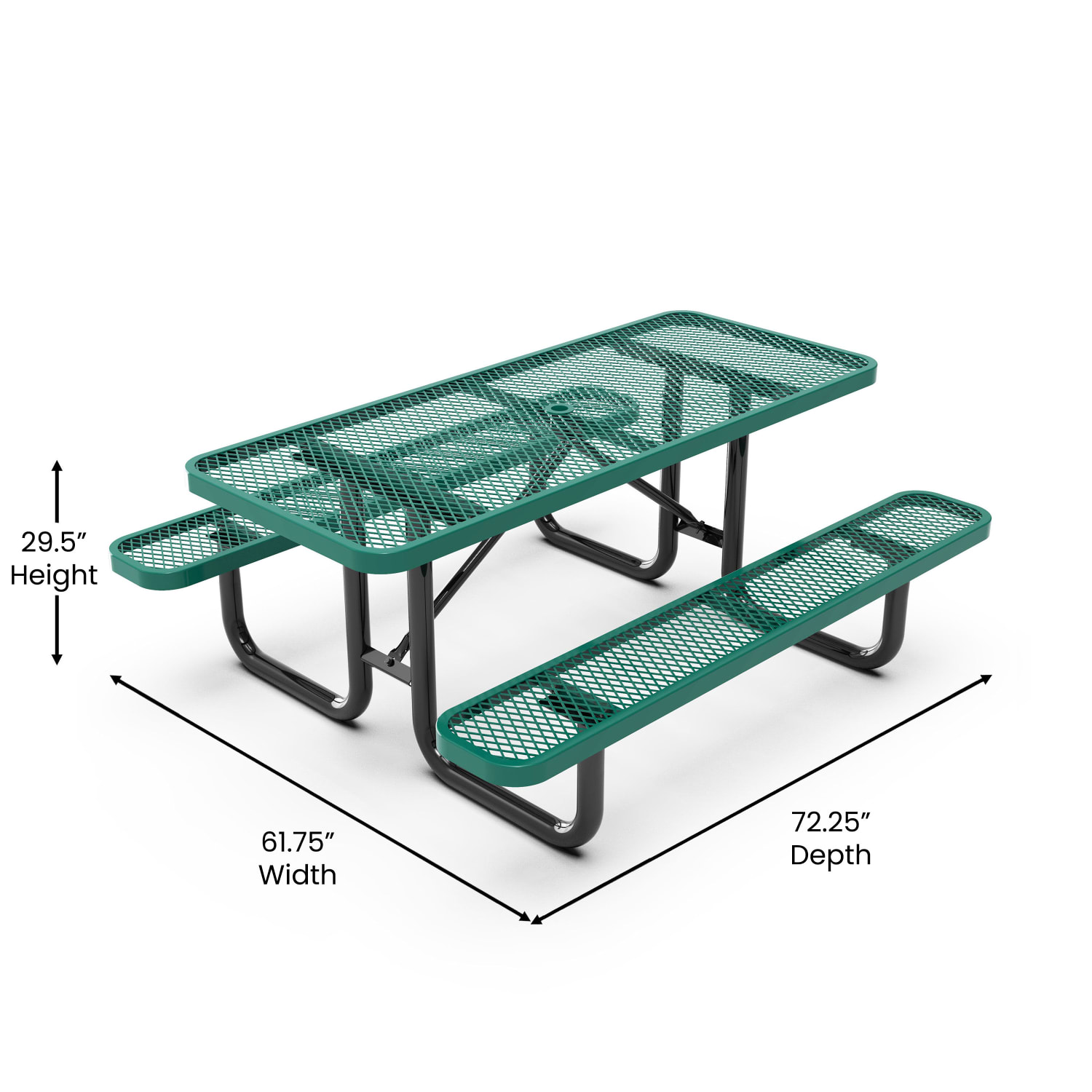 Flash Furniture Mantilla Outdoor Picnic Table, Steel Frame and Ground Anchors, 6ft, Green - SLFEML72H48LGN - Image 6
