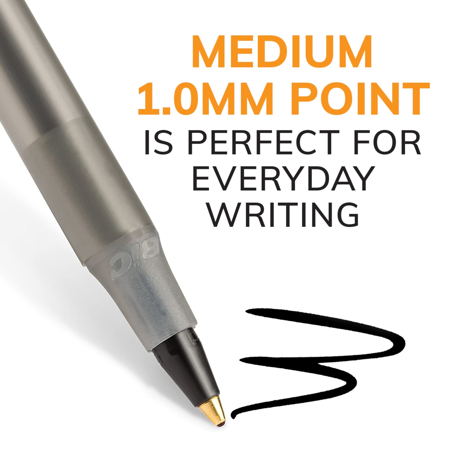BIC Round Stic Ballpoint Pens, Medium Point, 1.0 mm, Translucent Barrel, Black Ink, Pack Of 60 Pens - Image 4
