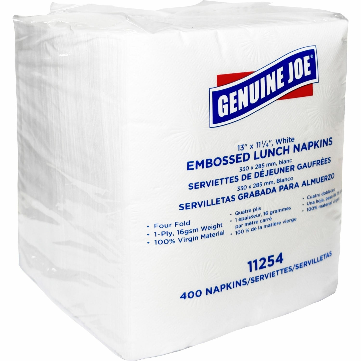 Genuine Joe Lunch Napkins - 1 Ply - Quarter-fold - 13in Width x 11.25in Length - White - 400 / Pack - Image 3