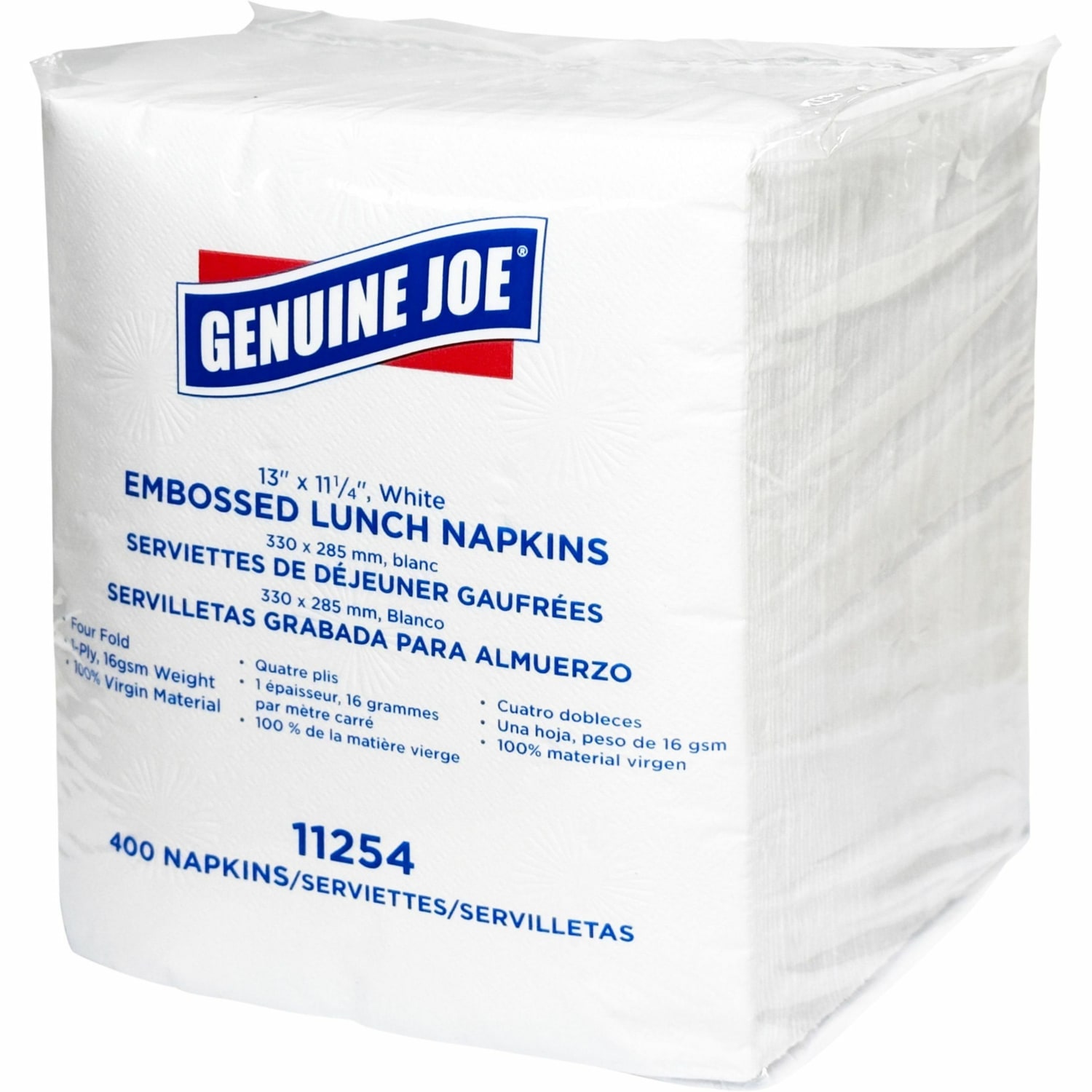 Genuine Joe Lunch Napkins - 1 Ply - Quarter-fold - 13in Width x 11.25in Length - White - 400 / Pack - Image 4