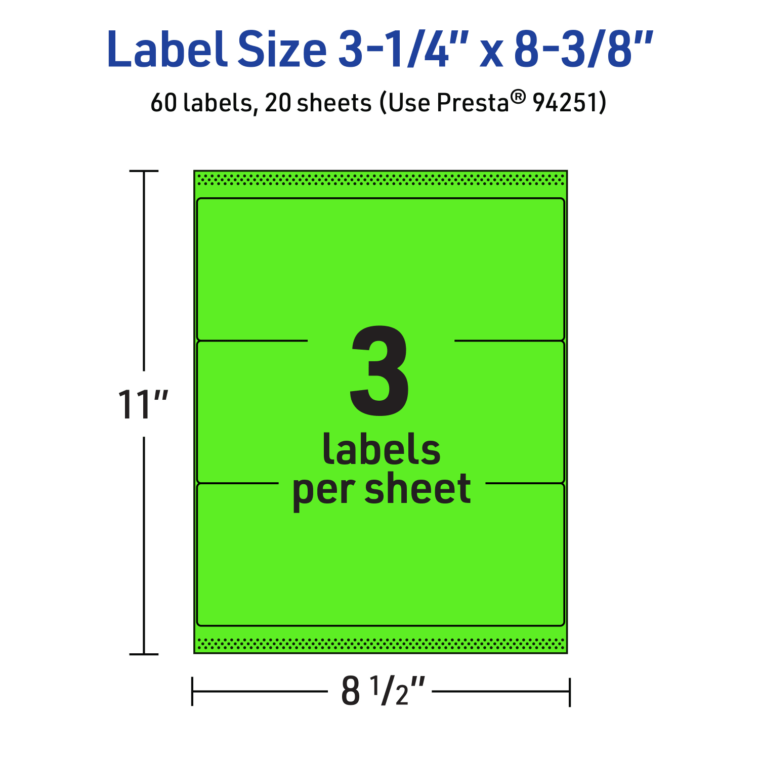 Avery Printable Labels With Sure Feed Technology, 94251-NGP20, Rectangle, 3-1/4in x 8-3/8in, Matte Neon Green, Pack of 60 - Image 6