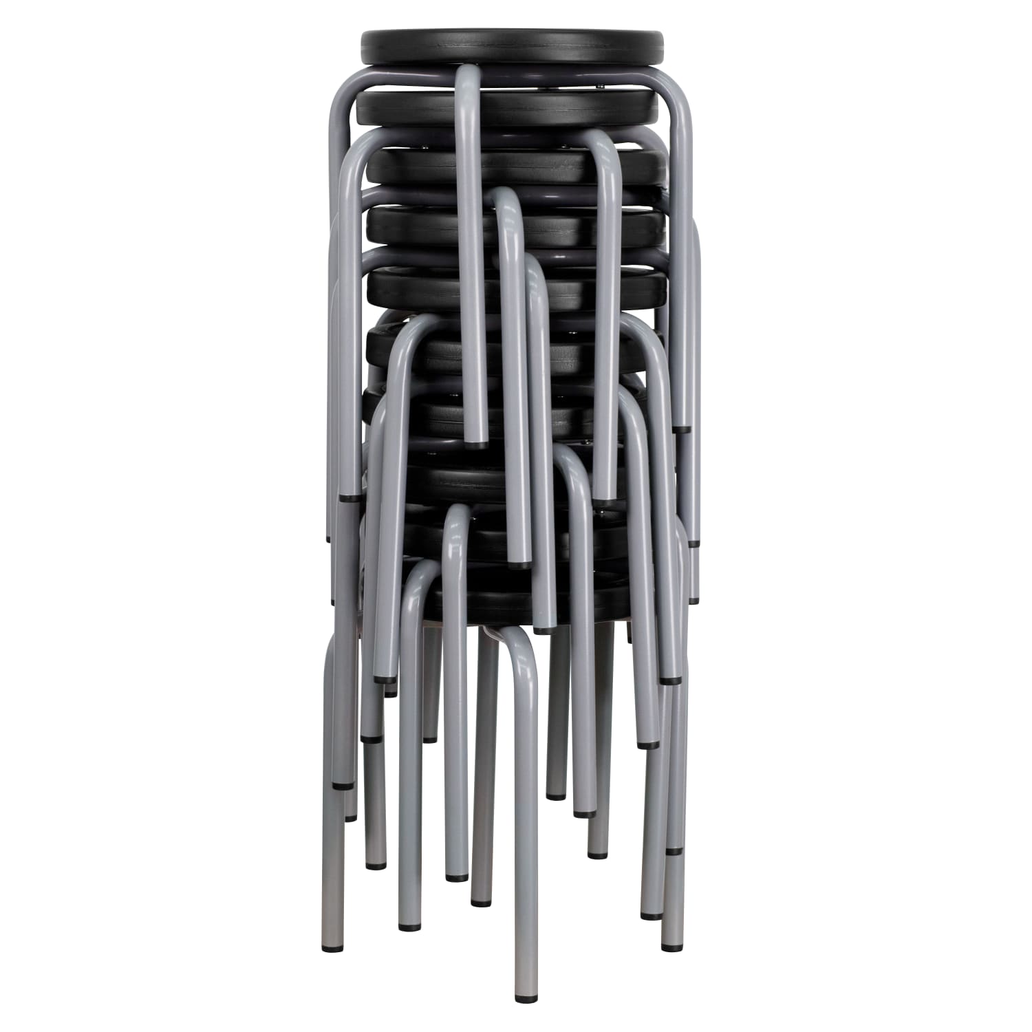 Flash Furniture Stackable Stool with Silver Powder Coated Frame, Black - Image 6