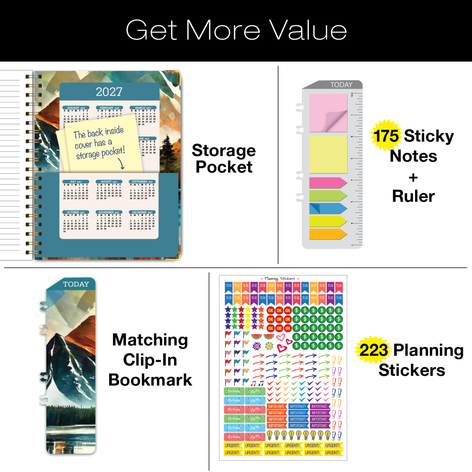 2026 Excello Brands Hardcover Fashion Daily/Weekly/Monthly Planner, 8.5in x 11in, Lake View November 2025 - December 2026, (FSHN-CY26-8511-82) - Image 3