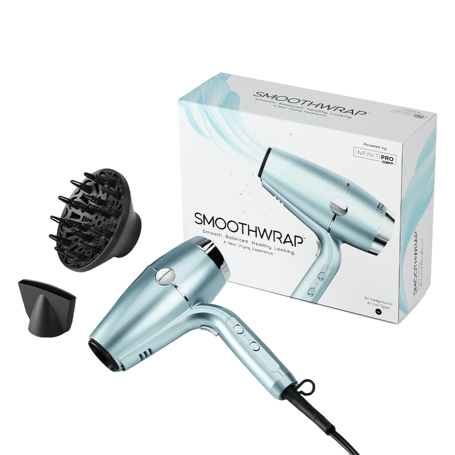 Conair InfinitiPRO SmoothWrap Hair Dryer, Full Size, Blue - Image 6