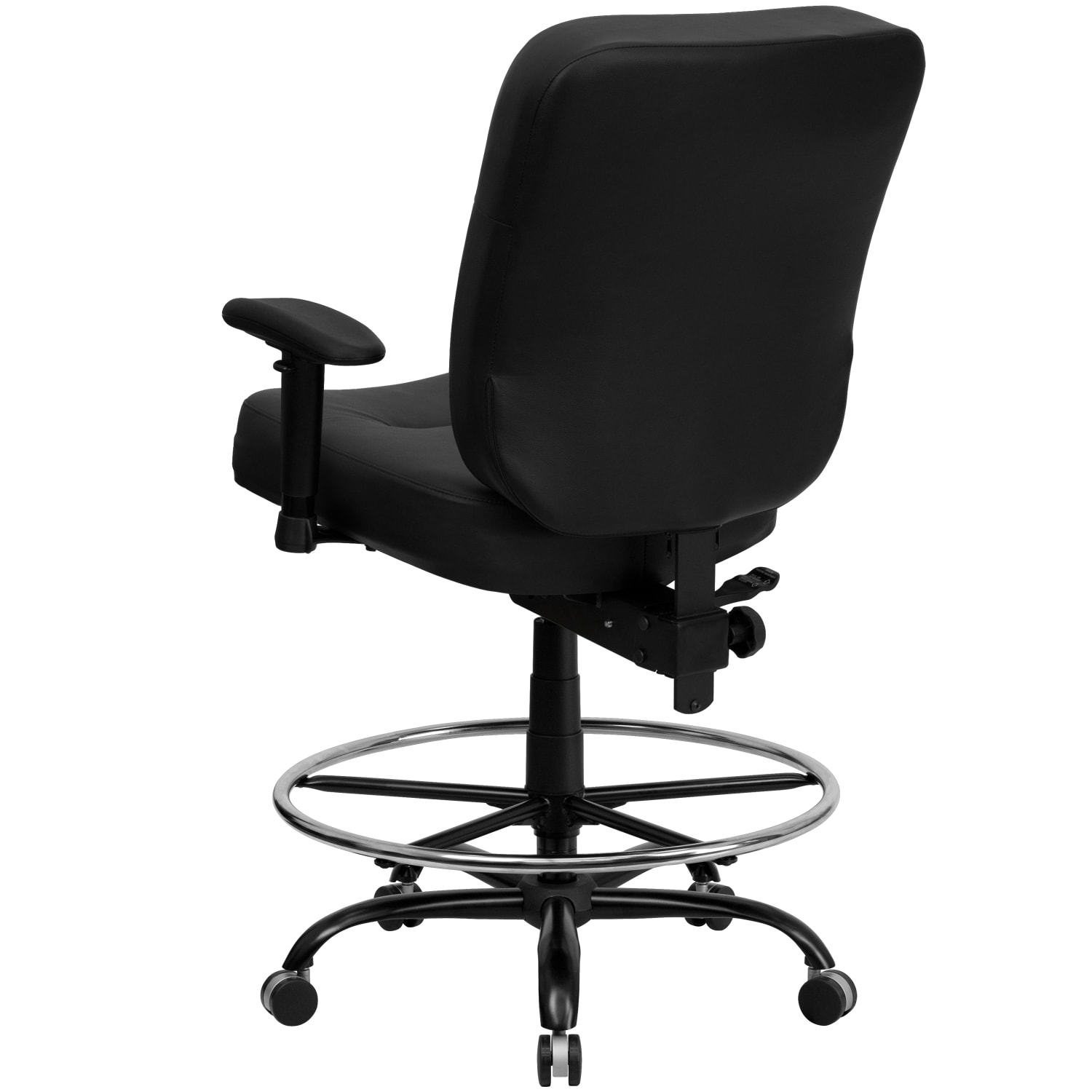 Flash Furniture HERCULES Big & Tall LeatherSoft Ergonomic Drafting Chair with Rectangular Back and Adjustable Arms, Black - Image 7