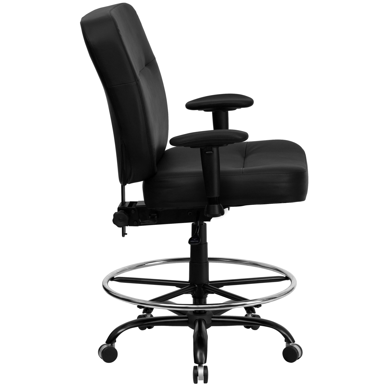 Flash Furniture HERCULES Big & Tall LeatherSoft Ergonomic Drafting Chair with Rectangular Back and Adjustable Arms, Black - Image 8