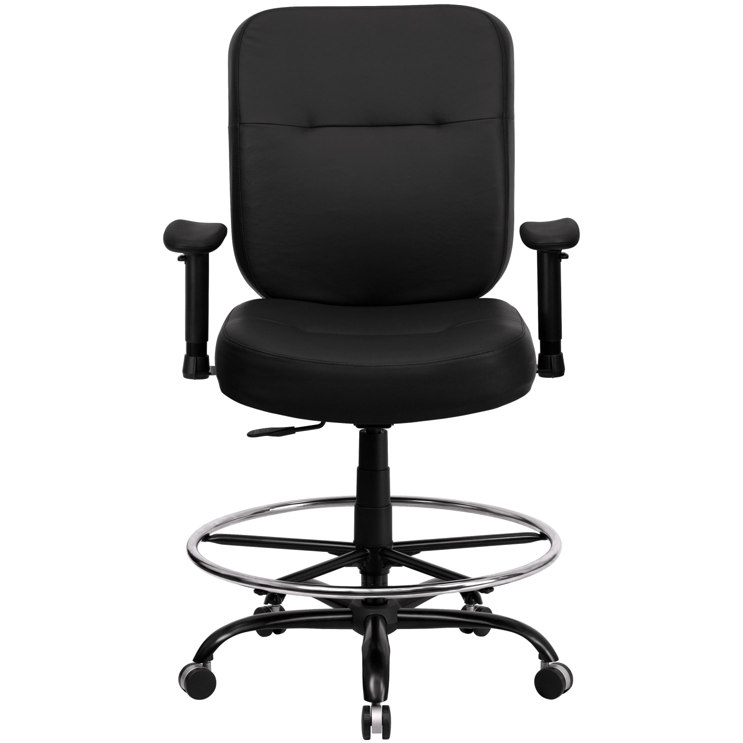 Flash Furniture HERCULES Big & Tall LeatherSoft Ergonomic Drafting Chair with Rectangular Back and Adjustable Arms, Black - Image 9