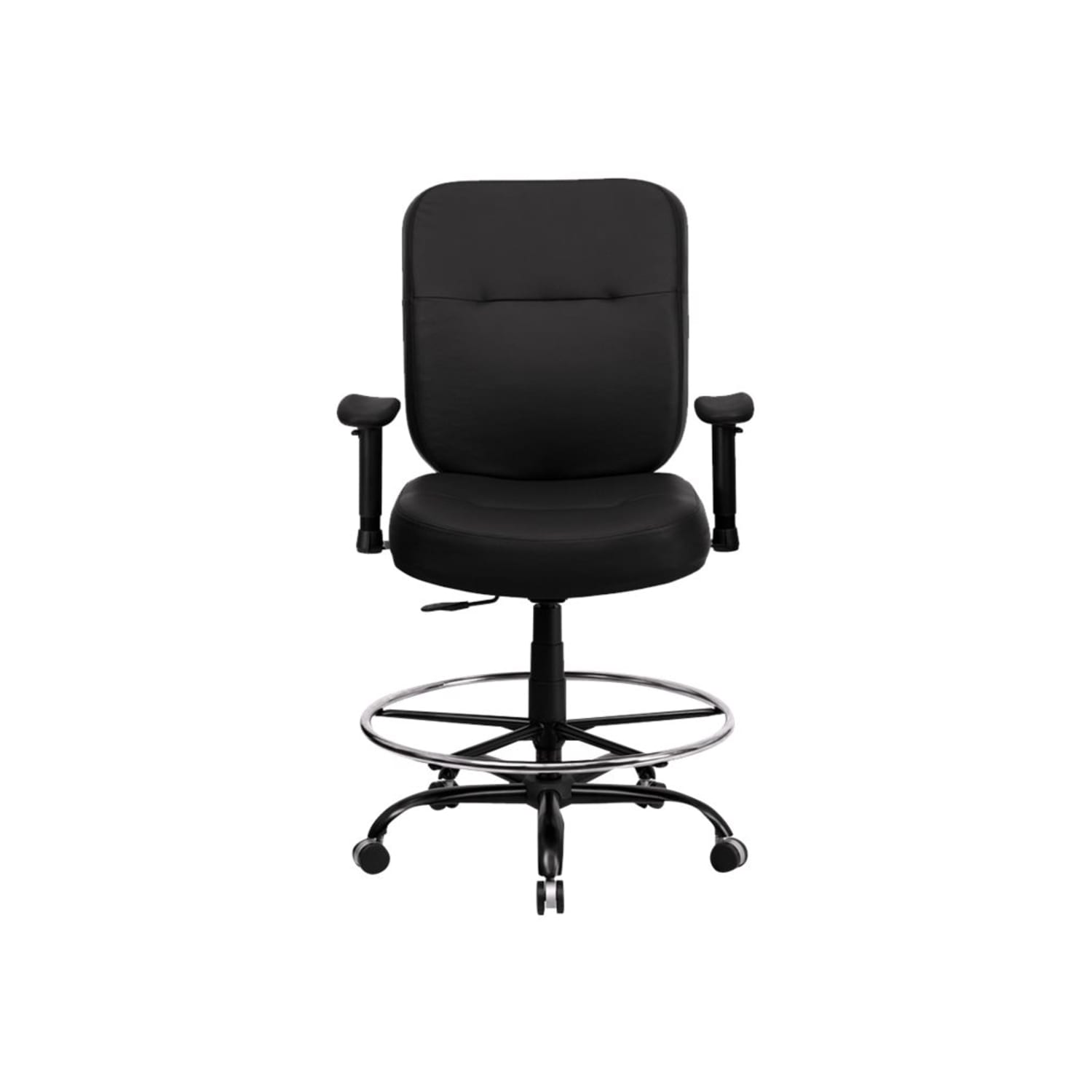 Flash Furniture HERCULES Big & Tall LeatherSoft Ergonomic Drafting Chair with Rectangular Back and Adjustable Arms, Black - Image 10