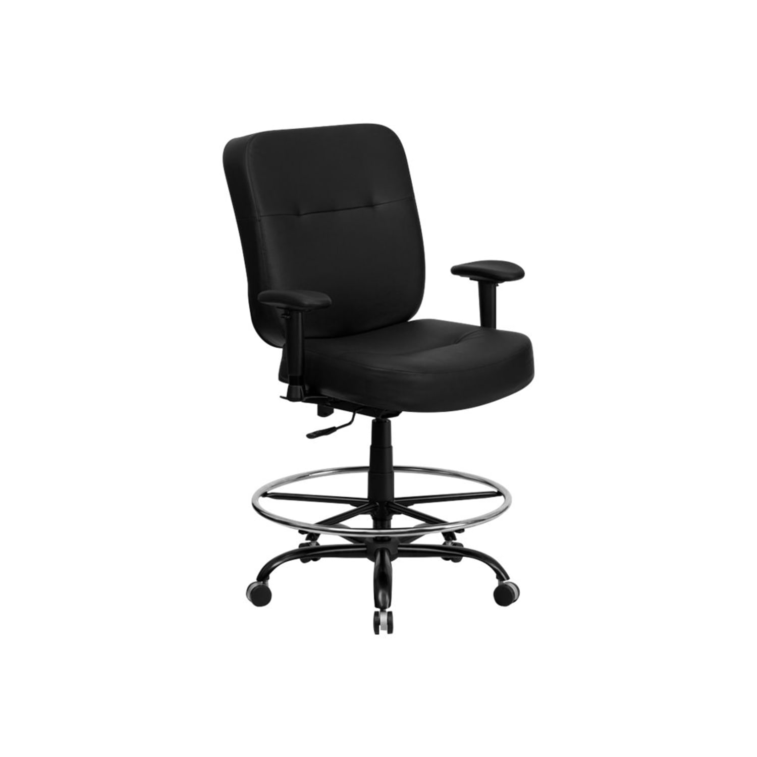 Flash Furniture HERCULES Big & Tall LeatherSoft Ergonomic Drafting Chair with Rectangular Back and Adjustable Arms, Black - Image 11