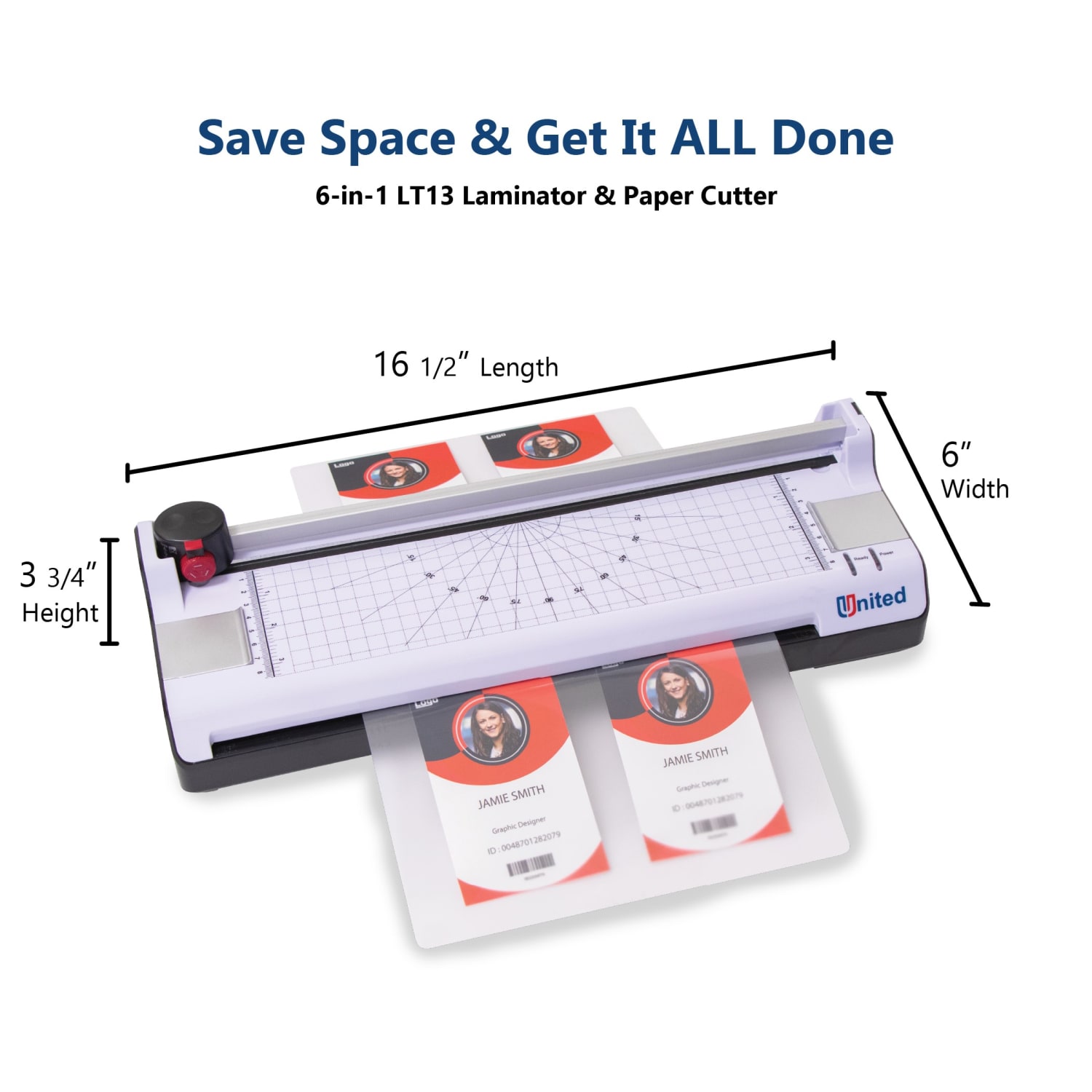 United LT13 6-In-1 Thermal & Cold Laminator With Paper Trimmer And Corner Rounder, 13inW, White/Black - Image 6