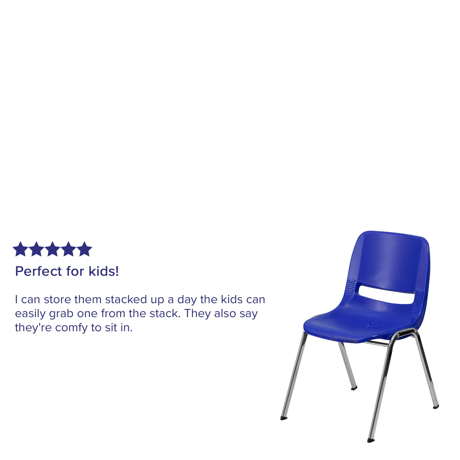 Flash Furniture HERCULES 880 lb Capacity Ergonomic Shell Stack Chair 18ftH Seat NavyChrome PopularChairscom