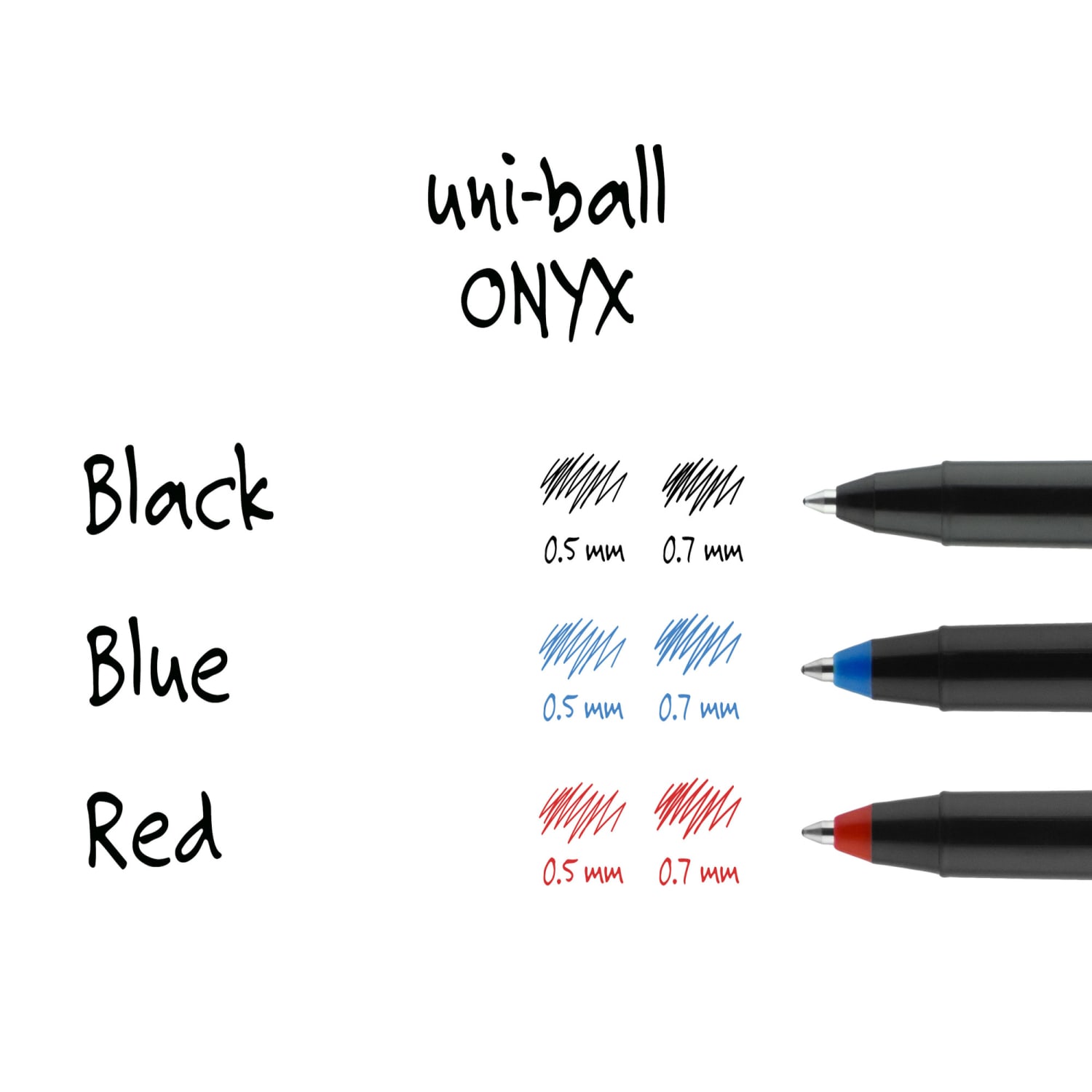 uni-ball Onyx Rollerball Pens, Micro Point, 0.5 mm, Black Barrel, Blue Ink, Pack Of 12 - Image 5