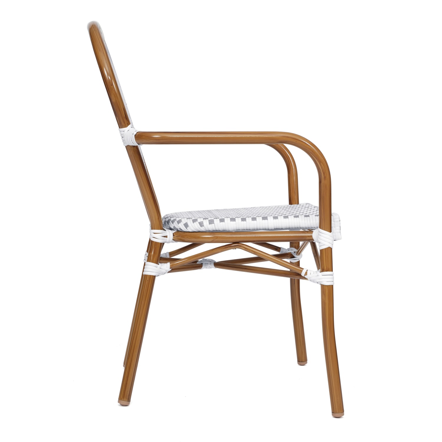 Flash Furniture 2 Pack Lourdes IndoorOutdoor Commercial Thonet Bistro Stacking Chair with Arms White  GrayNatural Frame  2SDA6422AWGYN PopularChairscom