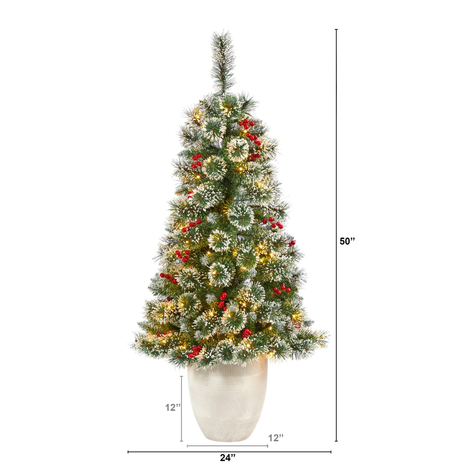 Nearly Natural Frosted Swiss Pine Artificial Christmas Tree, 50inH - Image 3