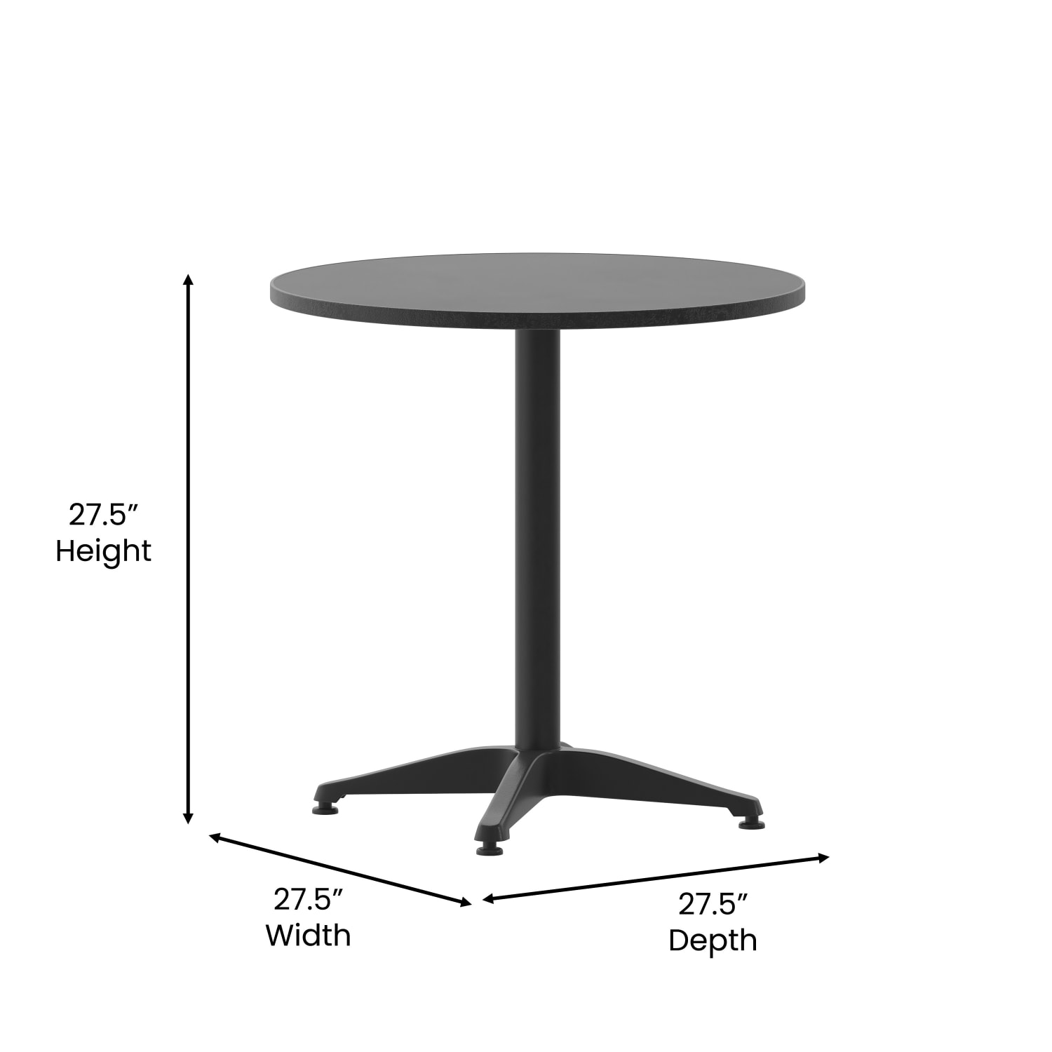 Flash Furniture Round Metal Indoor/Outdoor Furniture Table, 27-1/2inH x 27-1/2inW x 27-1/2inD, Gray/Black - Image 6