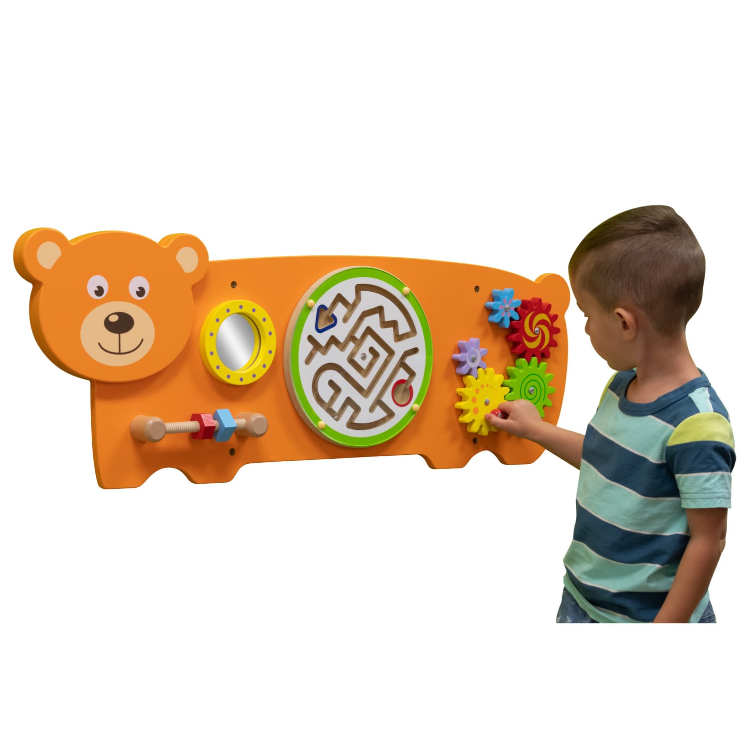 Learning Advantage Activity Wall Panel, Toddler Activity Center, 36inL x 12.75inH x 1.63inD, Bear - Image 3
