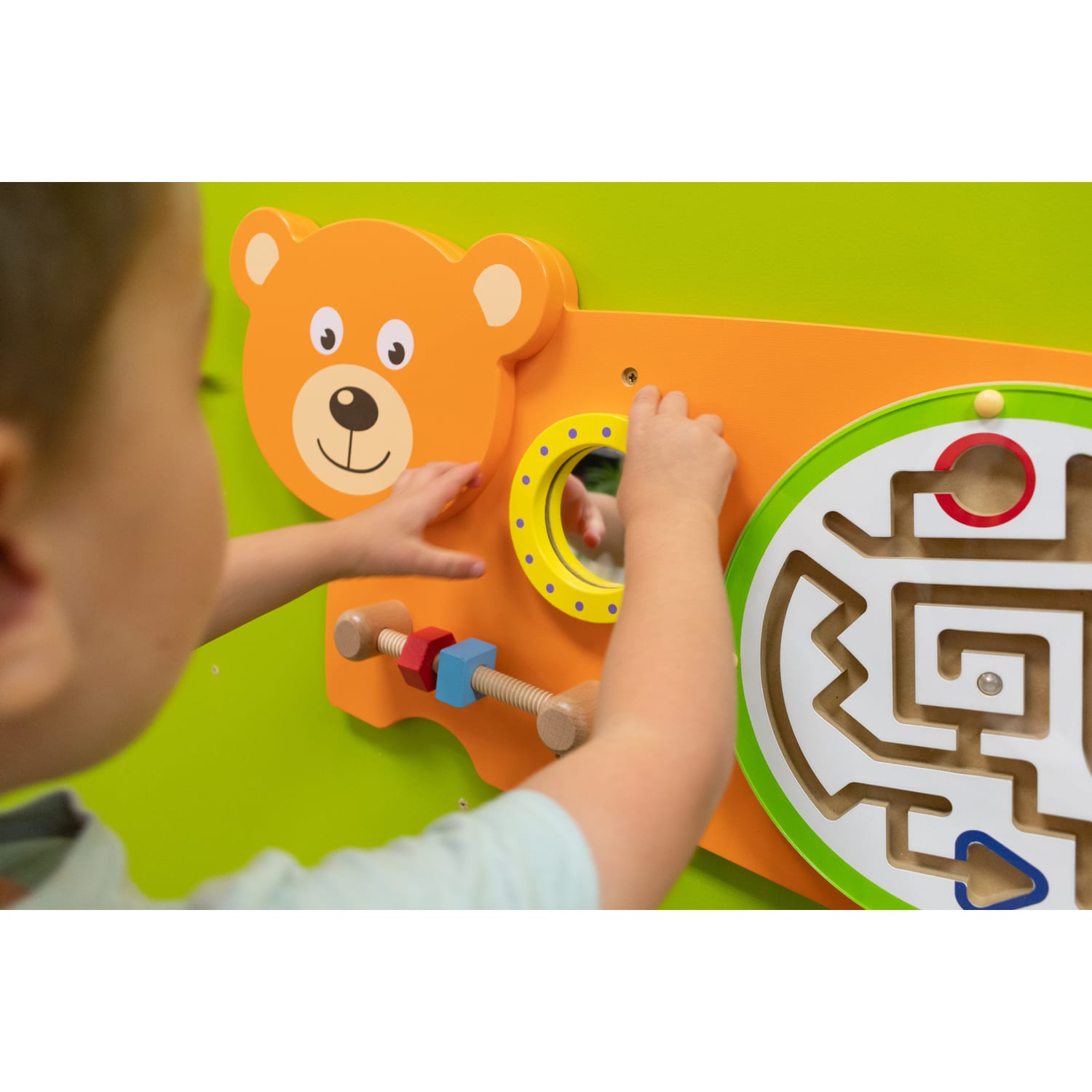 Learning Advantage Activity Wall Panel, Toddler Activity Center, 36inL x 12.75inH x 1.63inD, Bear - Image 5
