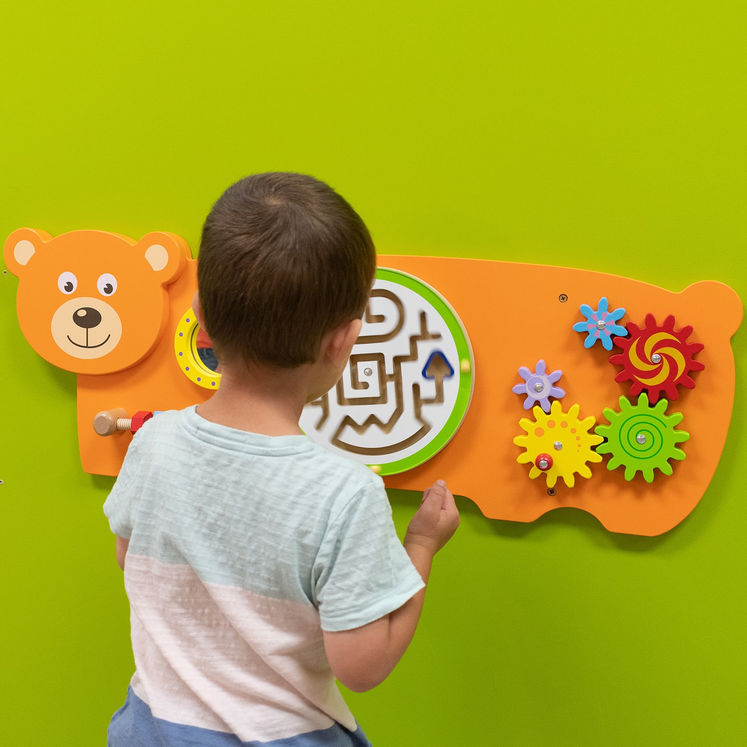 Learning Advantage Activity Wall Panel, Toddler Activity Center, 36inL x 12.75inH x 1.63inD, Bear - Image 6