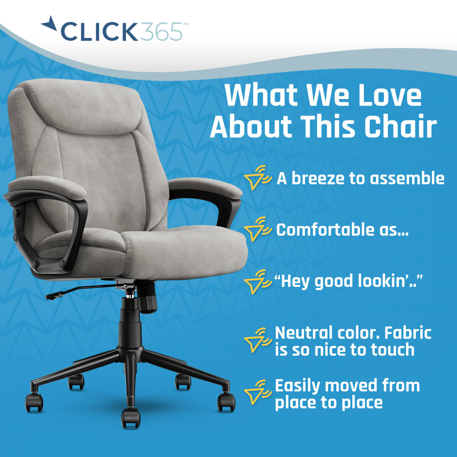 Click365 Transform 10 Ergonomic Faux Leather Mid Back Manager Office Chair GrayBlack PopularChairscom