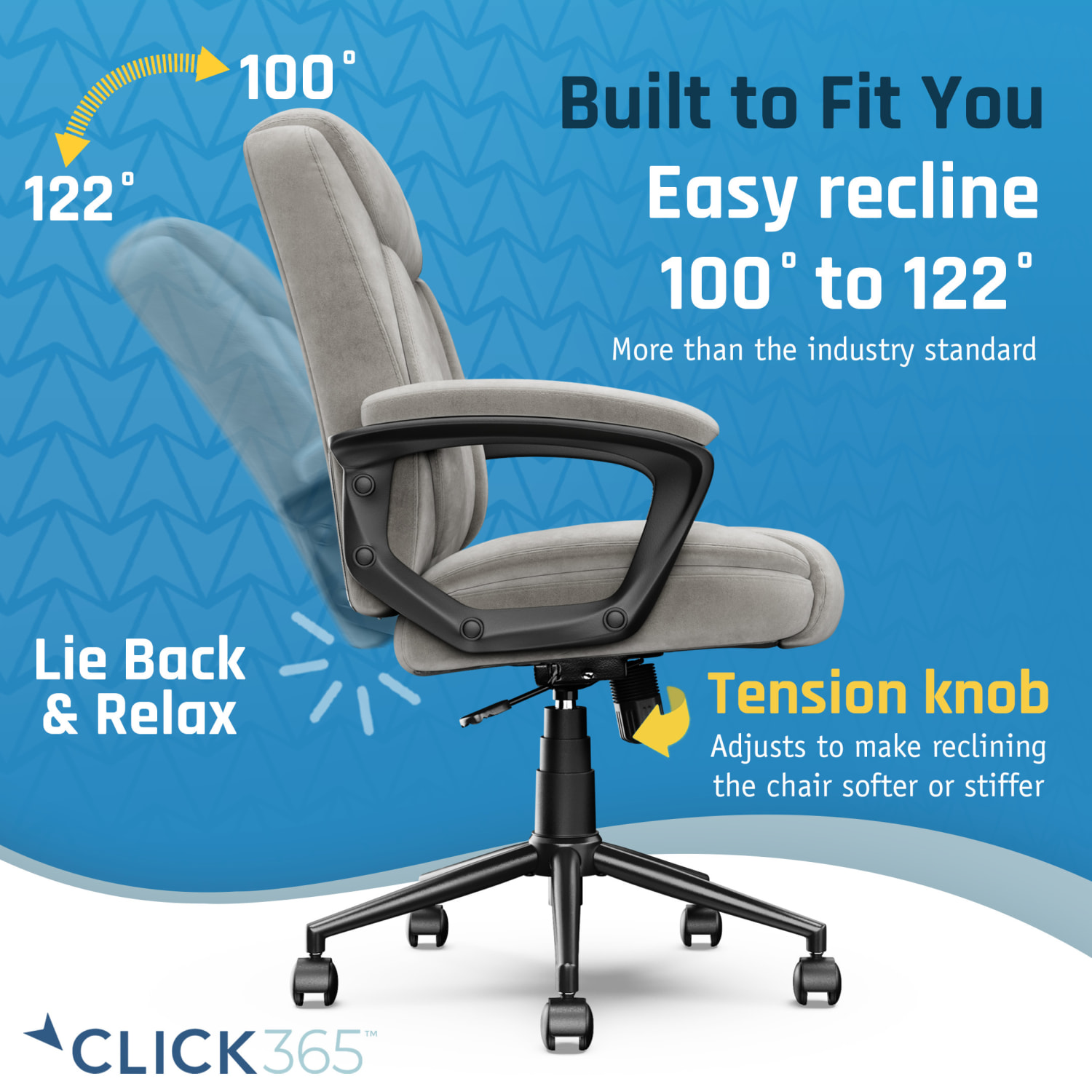 Click365 Transform 10 Ergonomic Faux Leather Mid Back Manager Office Chair GrayBlack PopularChairscom