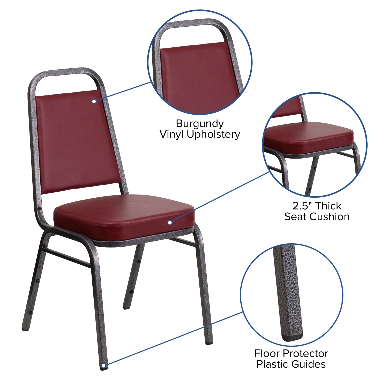 Flash Furniture HERCULES Series Trapezoidal Back Vinyl Stacking Banquet Chair with 25in Thick Seat Burgundy VinylSilver Vein Frame PopularChairscom Flash Furniture HERCULES Series Trapezoidal Back Vinyl Stacking Banquet Chair with 25in Thick Seat Burgundy VinylSilver Vein Frame PopularChairscom