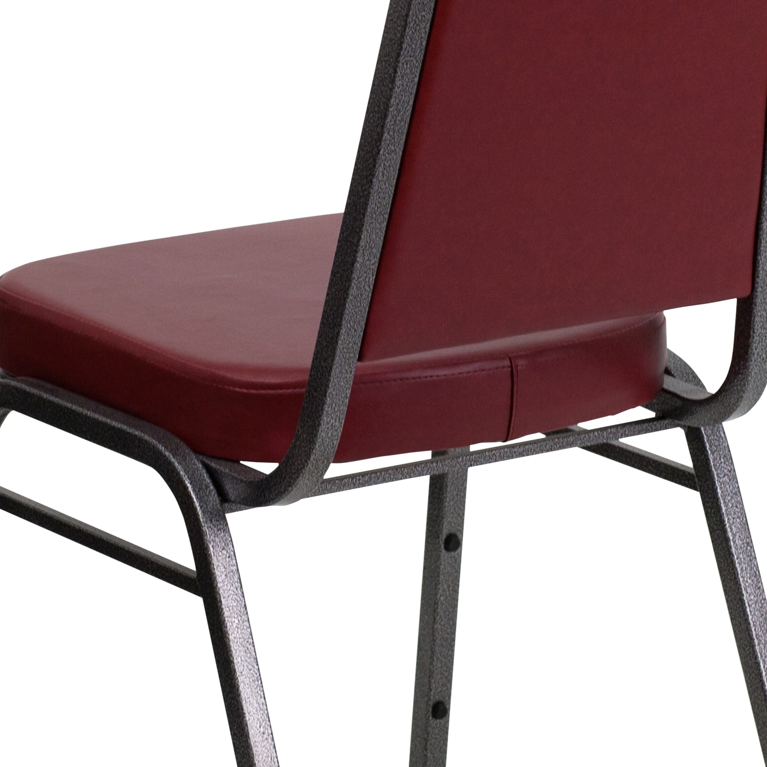 Flash Furniture HERCULES Series Trapezoidal Back Vinyl Stacking Banquet Chair with 25in Thick Seat Burgundy VinylSilver Vein Frame PopularChairscom Flash Furniture HERCULES Series Trapezoidal Back Vinyl Stacking Banquet Chair with 25in Thick Seat Burgundy VinylSilver Vein Frame PopularChairscom